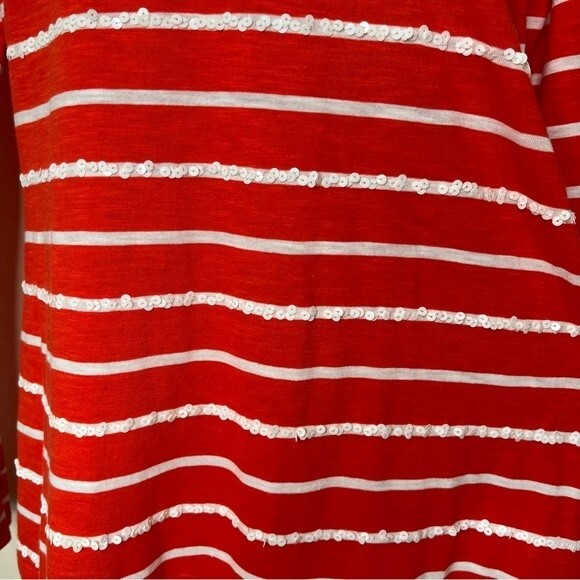 NWT Old Navy Long Sleeve Sparkle Red Stripe Scoop Neck Sequin T Shirt Women Med - Picture 5 of 13